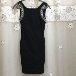 Zara - black tapered dress with accent beaded sleeveless